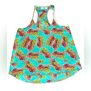 All for Color Tiered Pineapple Print Halter Style Summer Top size Large